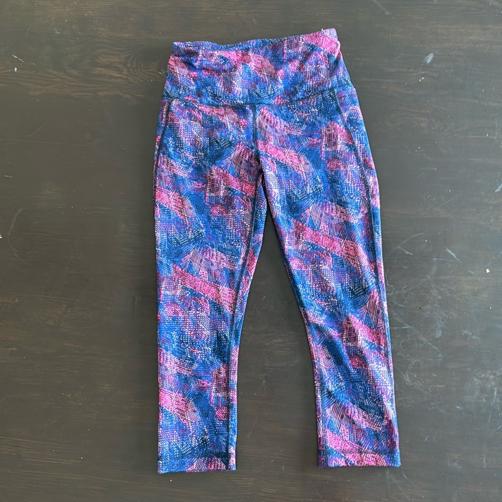 Purple and pink capri leggings